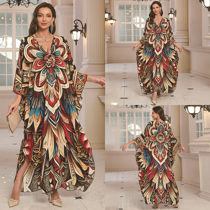 Kaftan Wave Neck Swimsuit Cover Up Caftan Dress