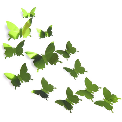 12pcs 3D Butterfly Mirror Wall Crystal Sticker