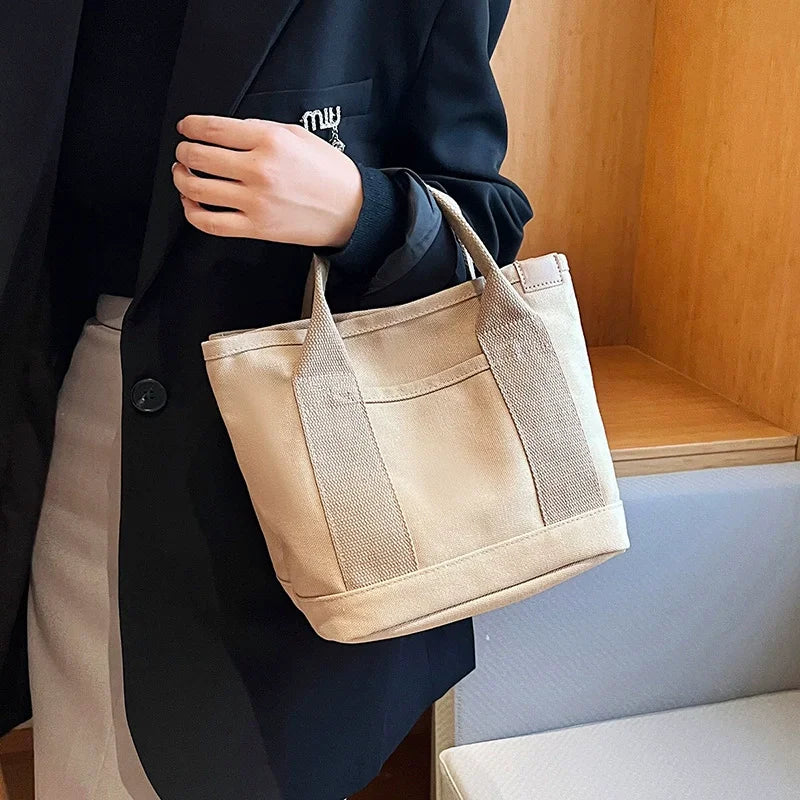 Casual Canvas Crossbody Adjustable Strap Tote Multiple Bag