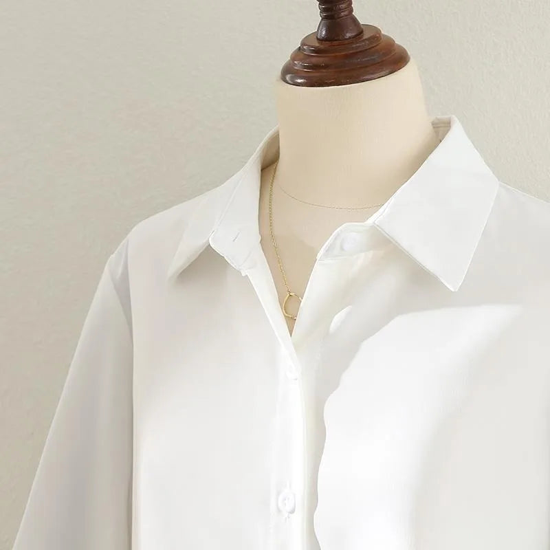 Blusas de oficina de manga larga tipo farol para mujer