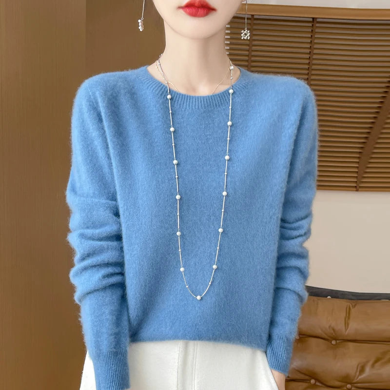 Wool Cashmere Pullover O-Neck Long Sleeve