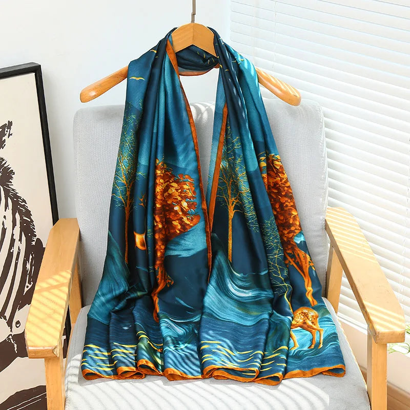 180*90cm Luxury Classic Sun Protection Silk Scarves Silk Shawl