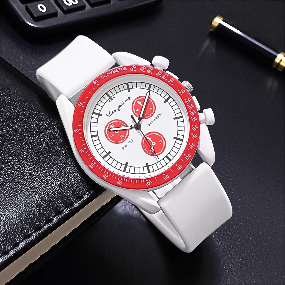 Imitation Three-Eyes Dial Silicone Band Quartz Sports Watch