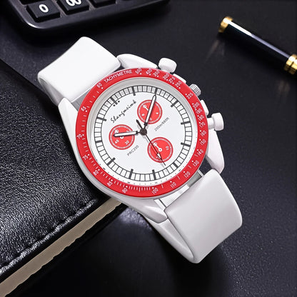 Imitation Three-Eyes Dial Silicone Band Quartz Sports Watch