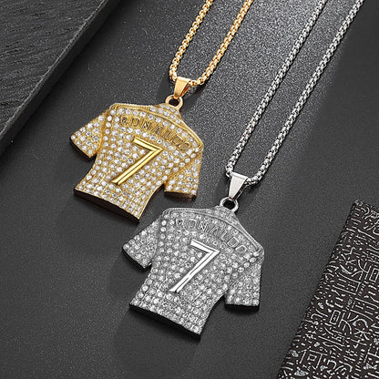 Hip Hop Style Number 7 Jersey Zircon Pendant Alloy Necklace