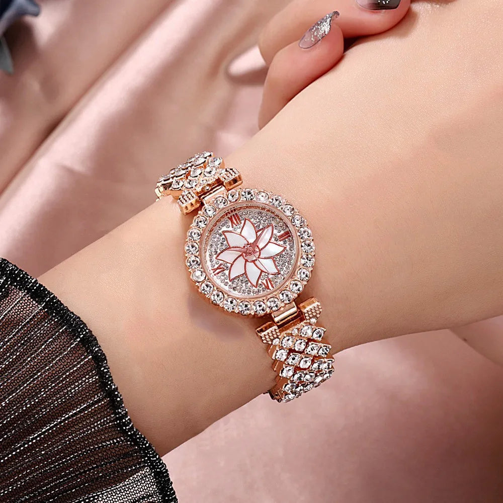 2Pc/Set 1Pc Rhinestone Quartz Bracelet Fancy Watches