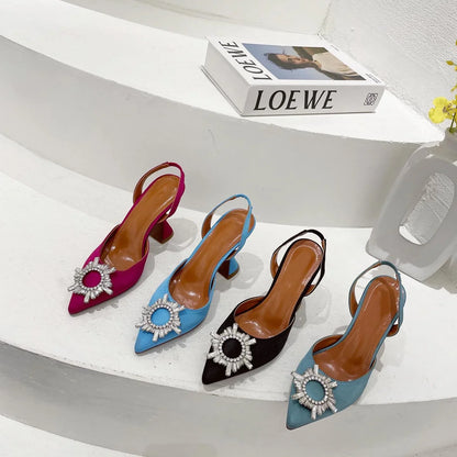 Silk High Heels Luxury Crystal Butterfly Shoes