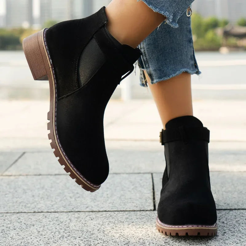High Quality Belt Buckle Plus Size Modern Round Toe Naked Boots