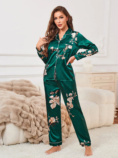 Piping Satin Pajama Set
