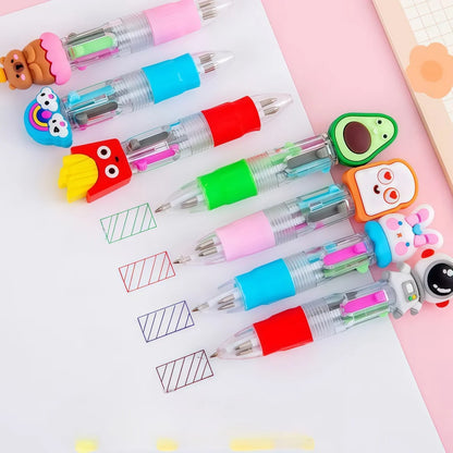 1-30Pcs Cute Cartoon Solid Color Four-Color Pen