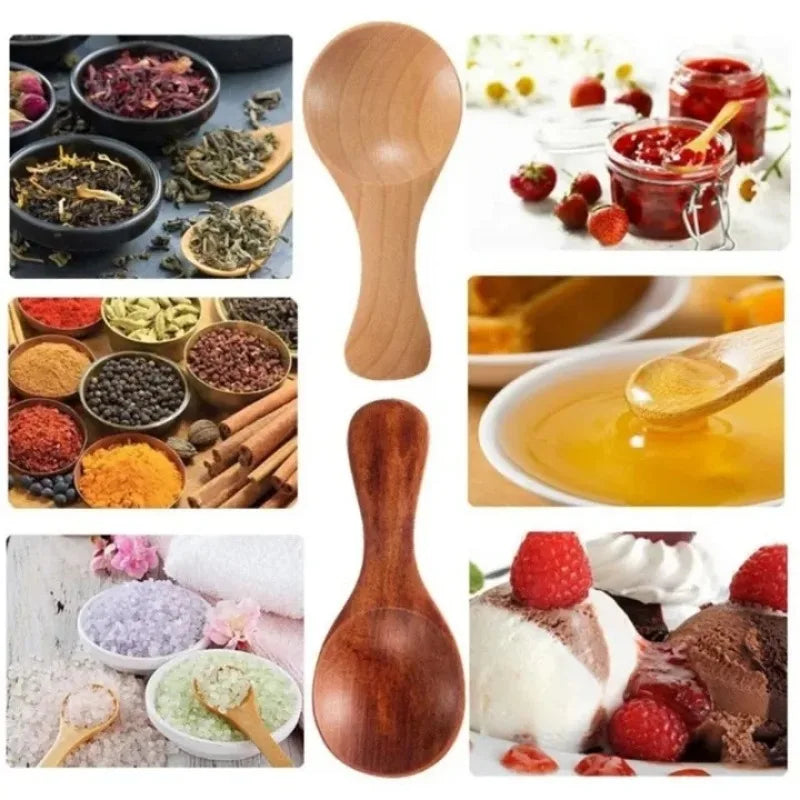 1-10PCS Mini Natural Wooden Spoons