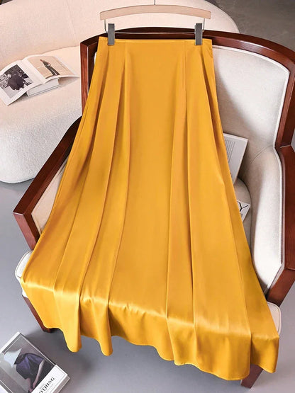 Satin Long Maxi Solid Skirts