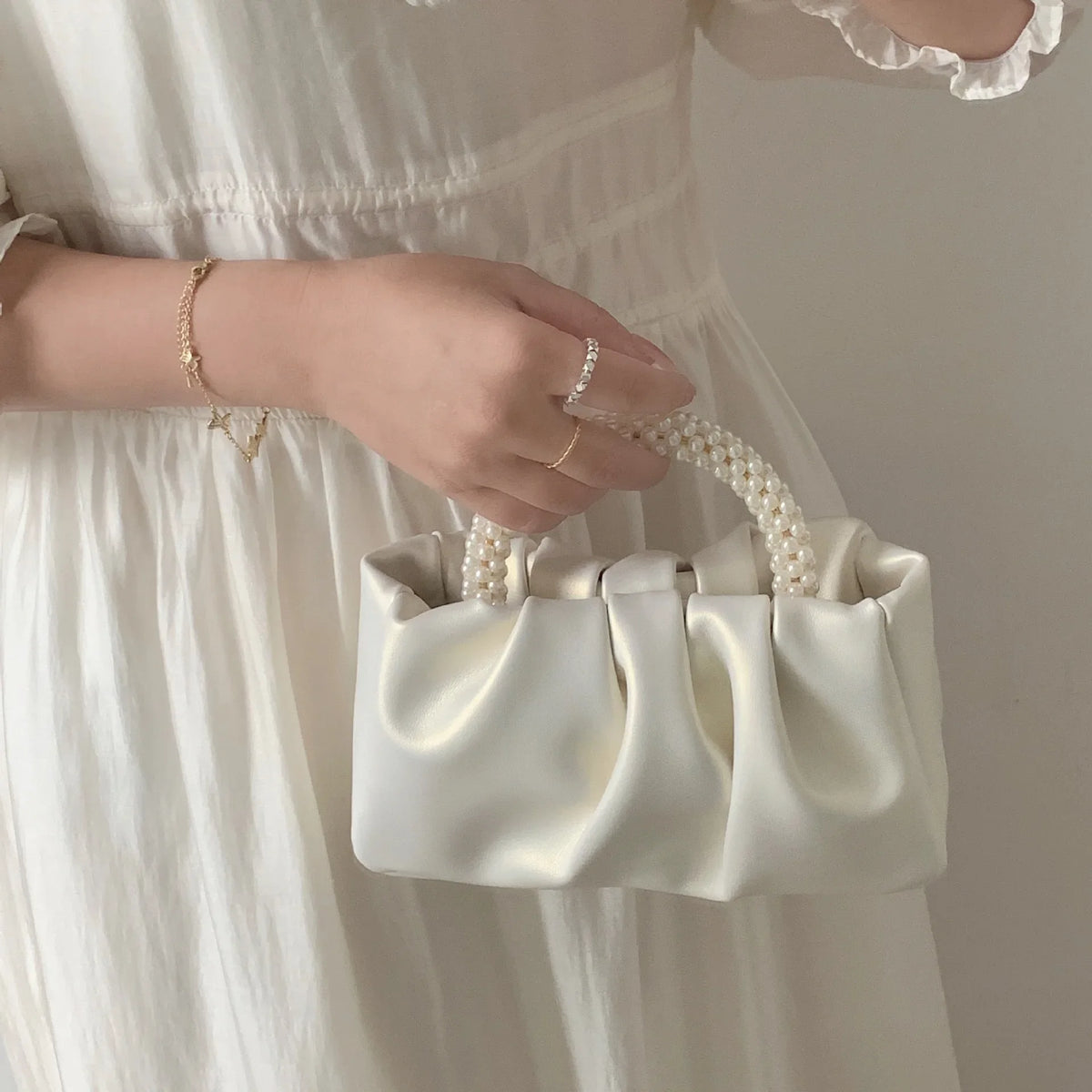 Pearl Handle Clutch Purse Handbags Luxury Square Shoulder Bags