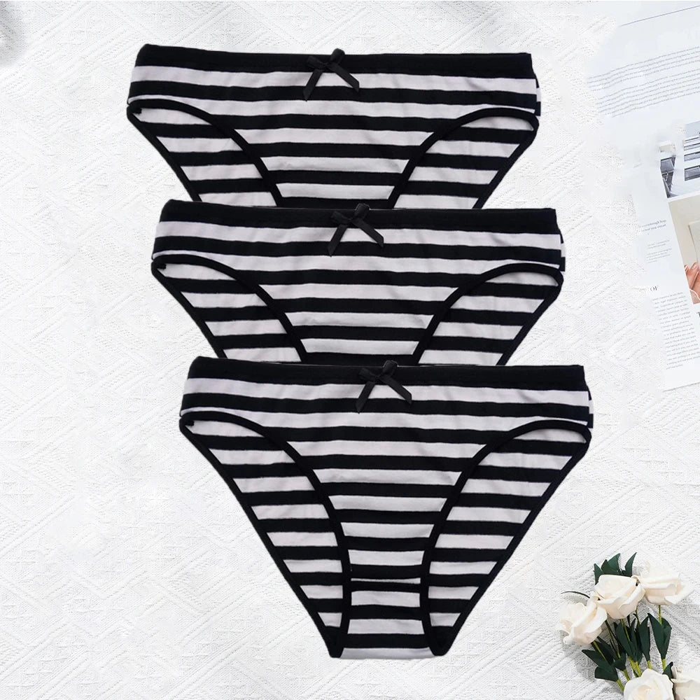 Striped Underwear Plus Size Seamless Panties Cotton Lingerie 3 pcs/lot