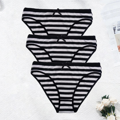 Striped Underwear Plus Size Seamless Panties Cotton Lingerie 3 pcs/lot