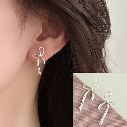 925 Sterling Silver Frosting Hoop Crossing Line Hollow Out Earrings