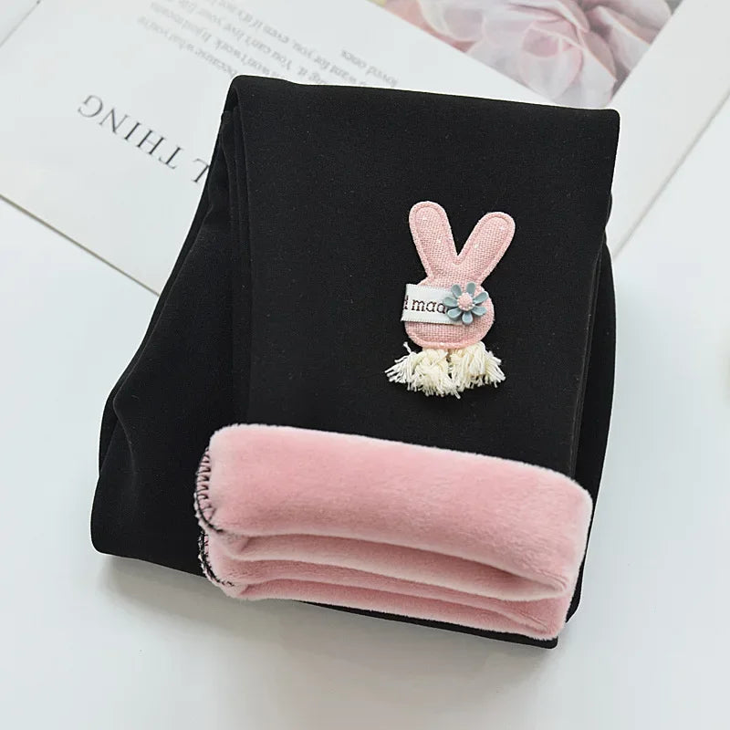Cartoon Rabbit Cashmere-Style Leggings Baby Girl Pants