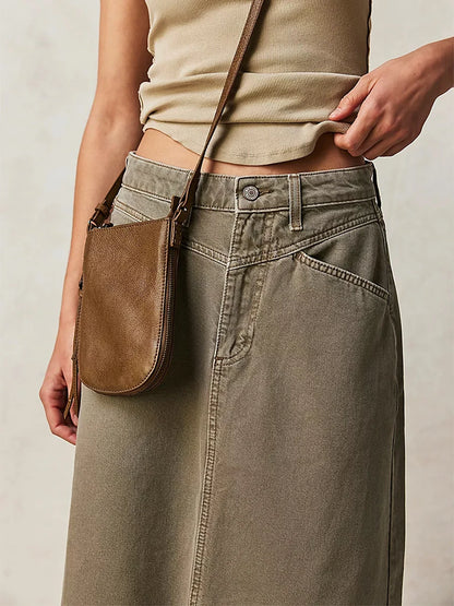 Falda vaquera larga de talle alto estilo maxi