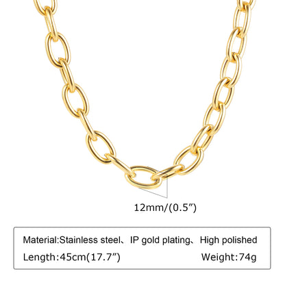 Chunky Gold Stainless Steel Jewelry Necklace