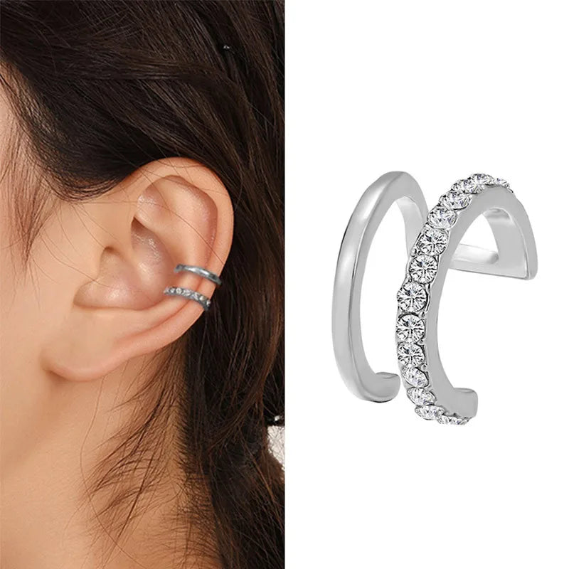 Bohemian Piercing Crystal Rhinestone Ear Cuff Wrap Earrings