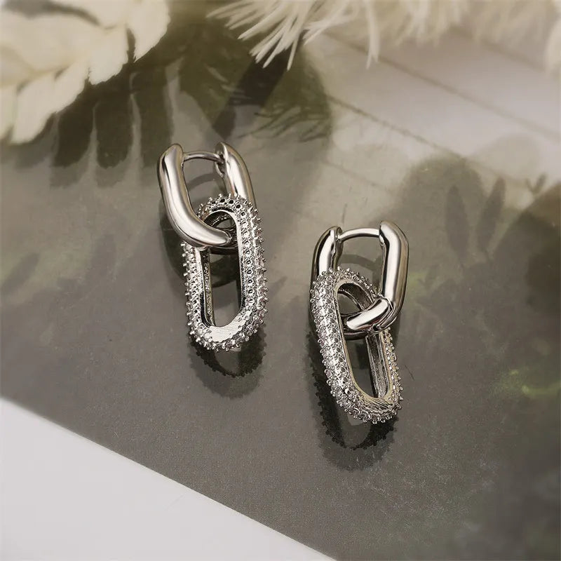DANA Shiny Rhinestone Geometric Earrings