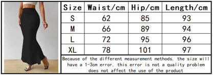 تنورة ذيل السمكة الصلبة الرفيعة ذات الخصر العالي