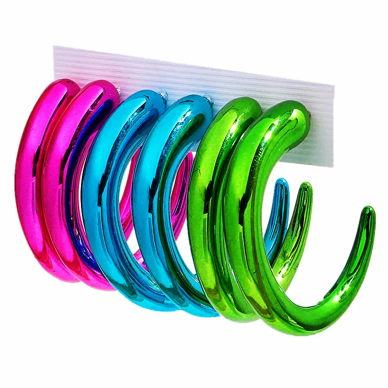 FishSheep Trendy Acrylic Geometric Circle Hoop Earrings Set