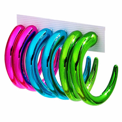 FishSheep Trendy Acrylic Geometric Circle Hoop Earrings Set