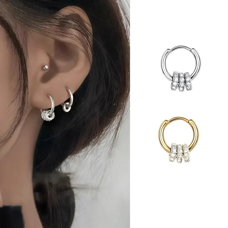 925 Sterling Silver Zircon Circle Hoop Earrings