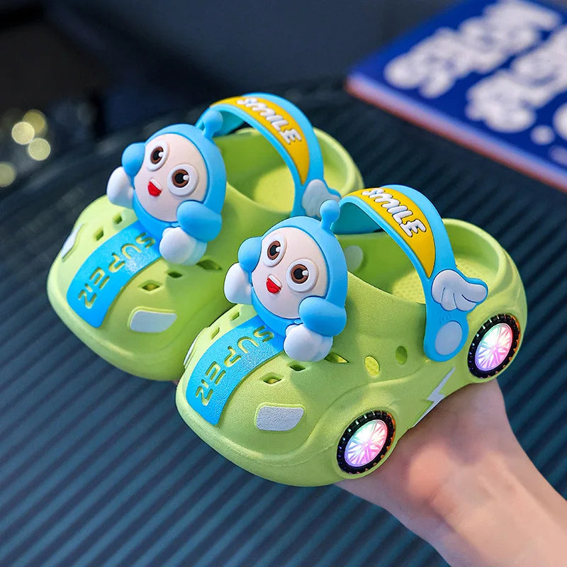 Flashing Light Hole Anti Slip Soft Soled Toe  Slippers