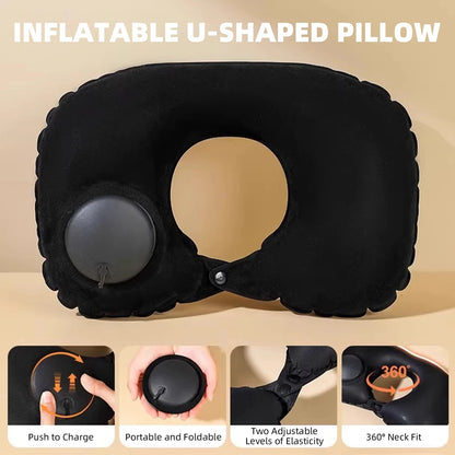 U-Shaped Inflatable Travel Pillow Portable Air Neck