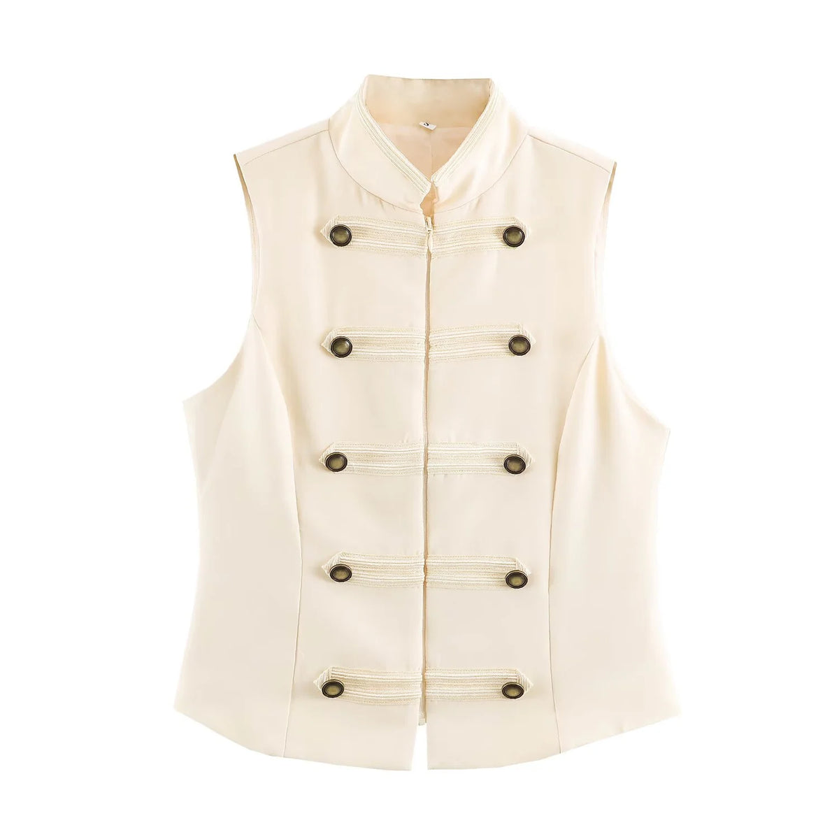 Black Sleeveless Rope Knot Decorative Slim Fit Top Vest