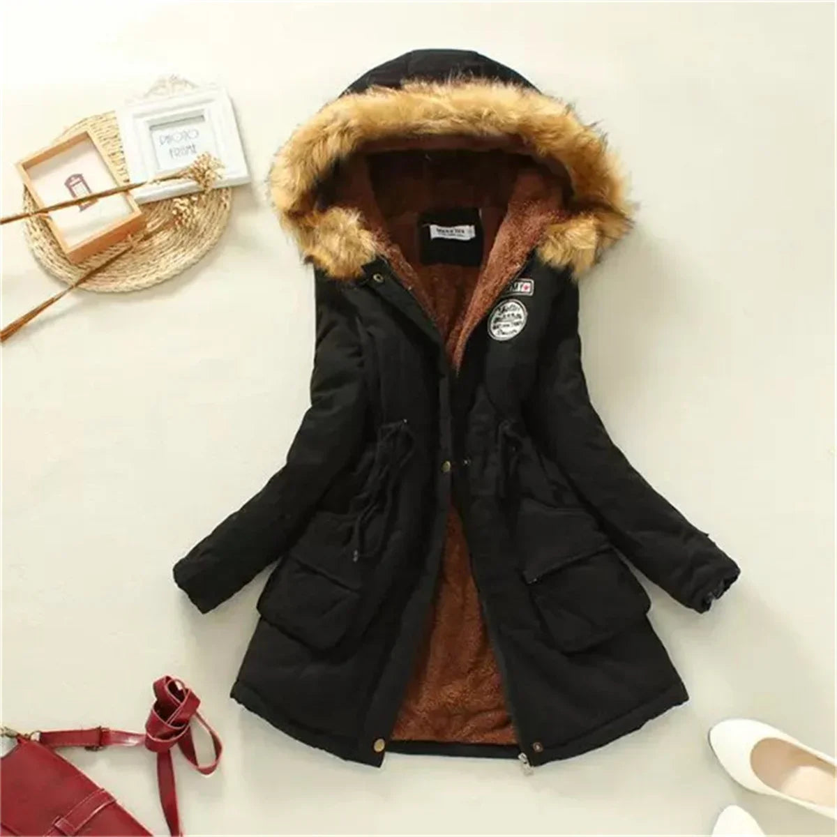 Fleece Lined Hood Down Puffer Jacket