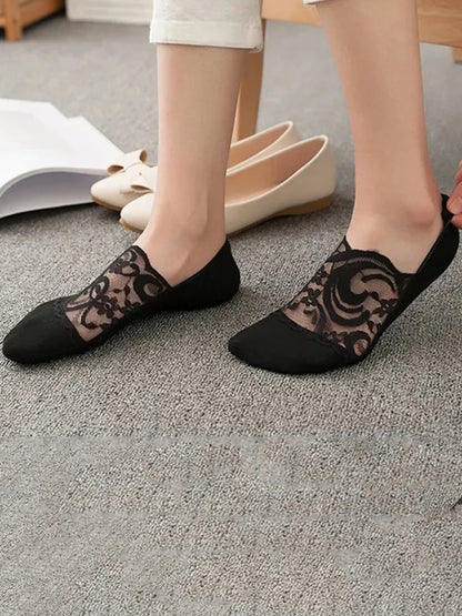 5 Pairs/Lot Lace Invisible Transparent No-Show Ankle Short