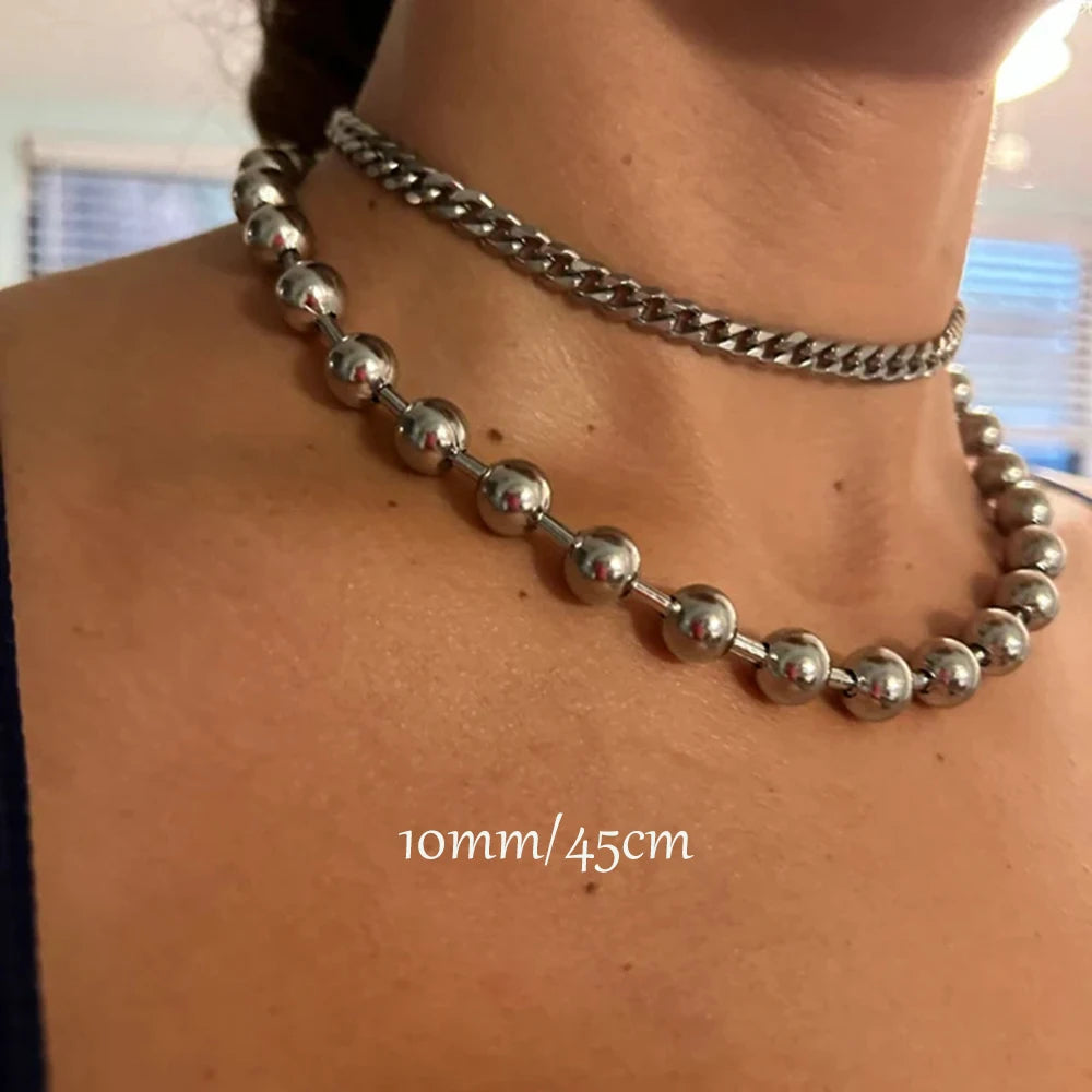 6/8/10mm Stainless Steel Ball Chain Layering Necklace