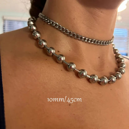6/8/10mm Stainless Steel Ball Chain Layering Necklace