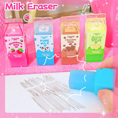 Kawaii Milk Carton Rubber Erasers cute stationery