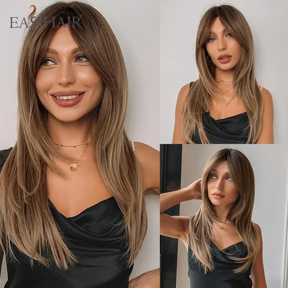 Long Straight Bangs Synthetic Hair Wig