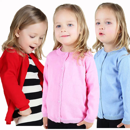 100Cotton Girls Knitting Cardigans Kids Sweater Toddler