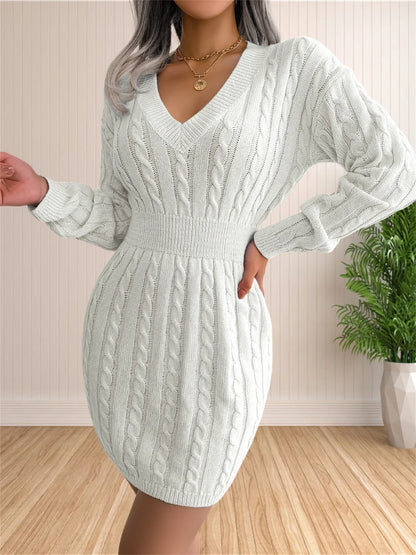 Sweater Cocktail V Neck Knitted Dress