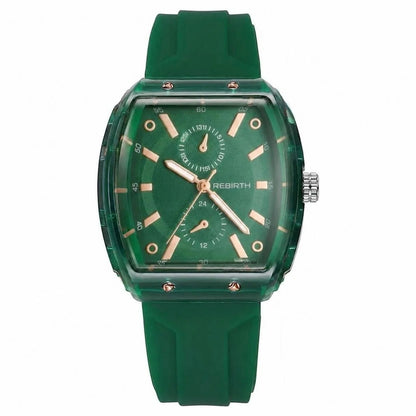 Affordable Macaron-Colored Barrel-Shaped with Silicone Strap Watch