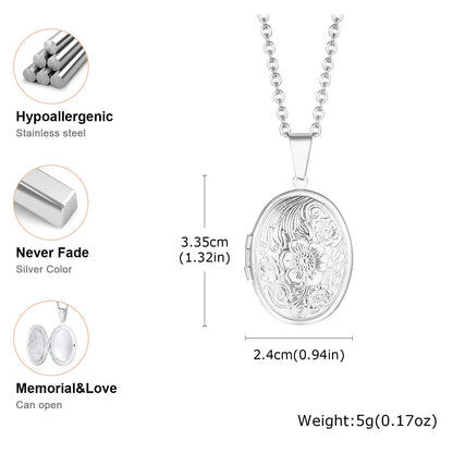 Photo Frame Glossy Stainless Steel Necklaces