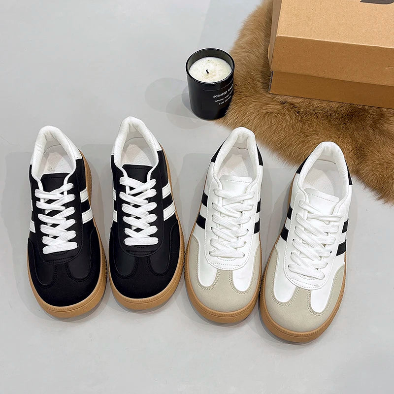 Casual Lace Up Flats Tennis  Walking Sneakers