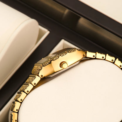 Luxury Small Gold with Diamond-Set Dial Water-Resistant Quartz Timepiece Watch