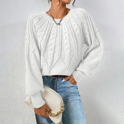 Elegant Casual Knitted Hoodie Thickened Warm Commuting Thread Sweater