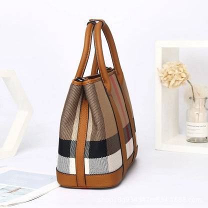 High Capacity Leather Canvas Tote Bag