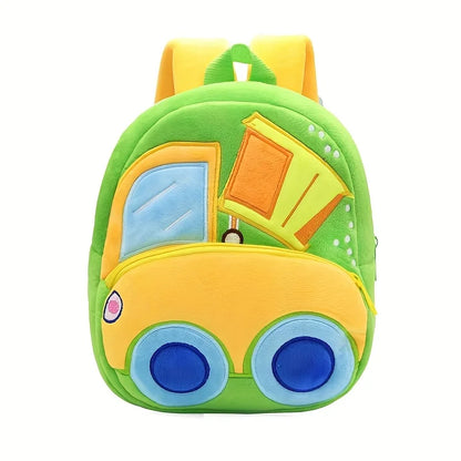 Cartoon Plush Kid Backpack Engineering Vehicles Kindergarten Schoolbag