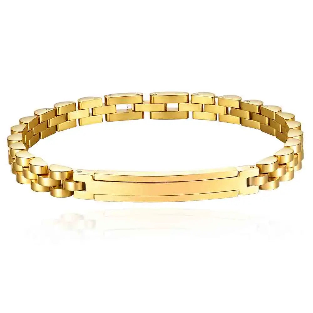 6MM Laser Logo Personalized Stainless Steel Strap Bracelet