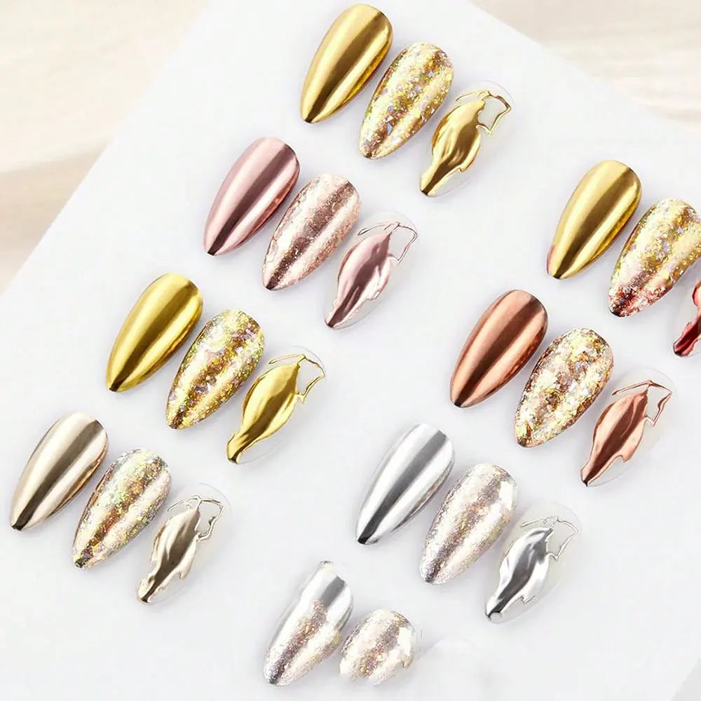 6Colors/Set Metallic Mirror Chrome Nail Powder Holographic Chameleon Glitters