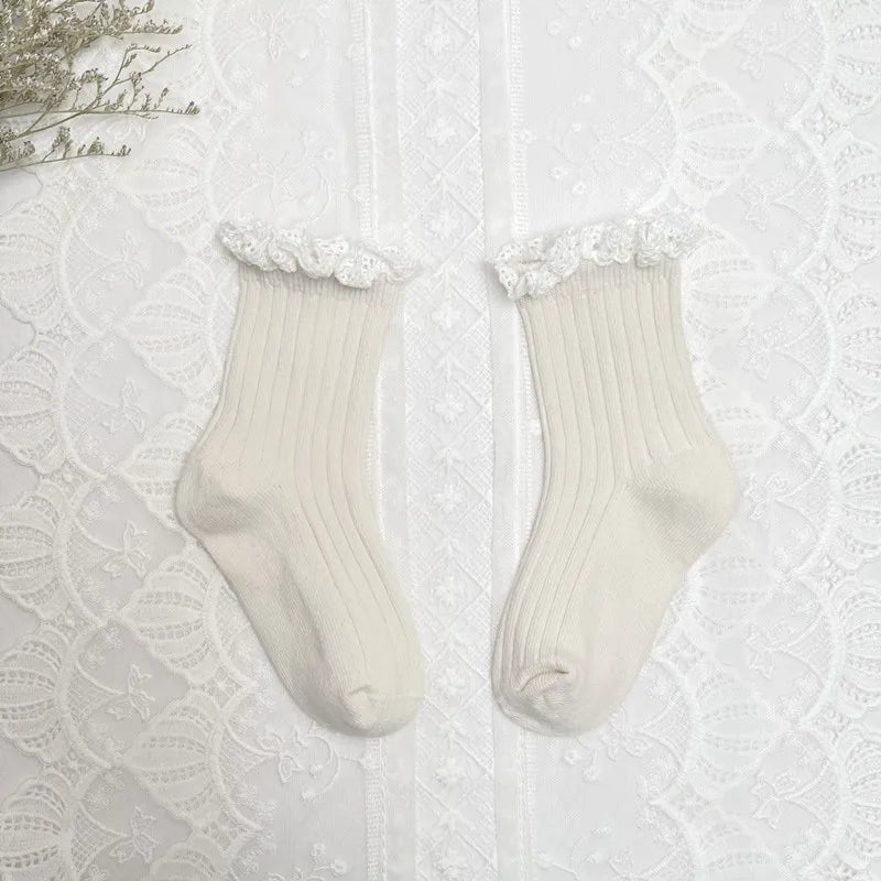 Ruffle Knee High Socks Baby Girls Toddlers Long Soft Cotton Sock 0-8Years